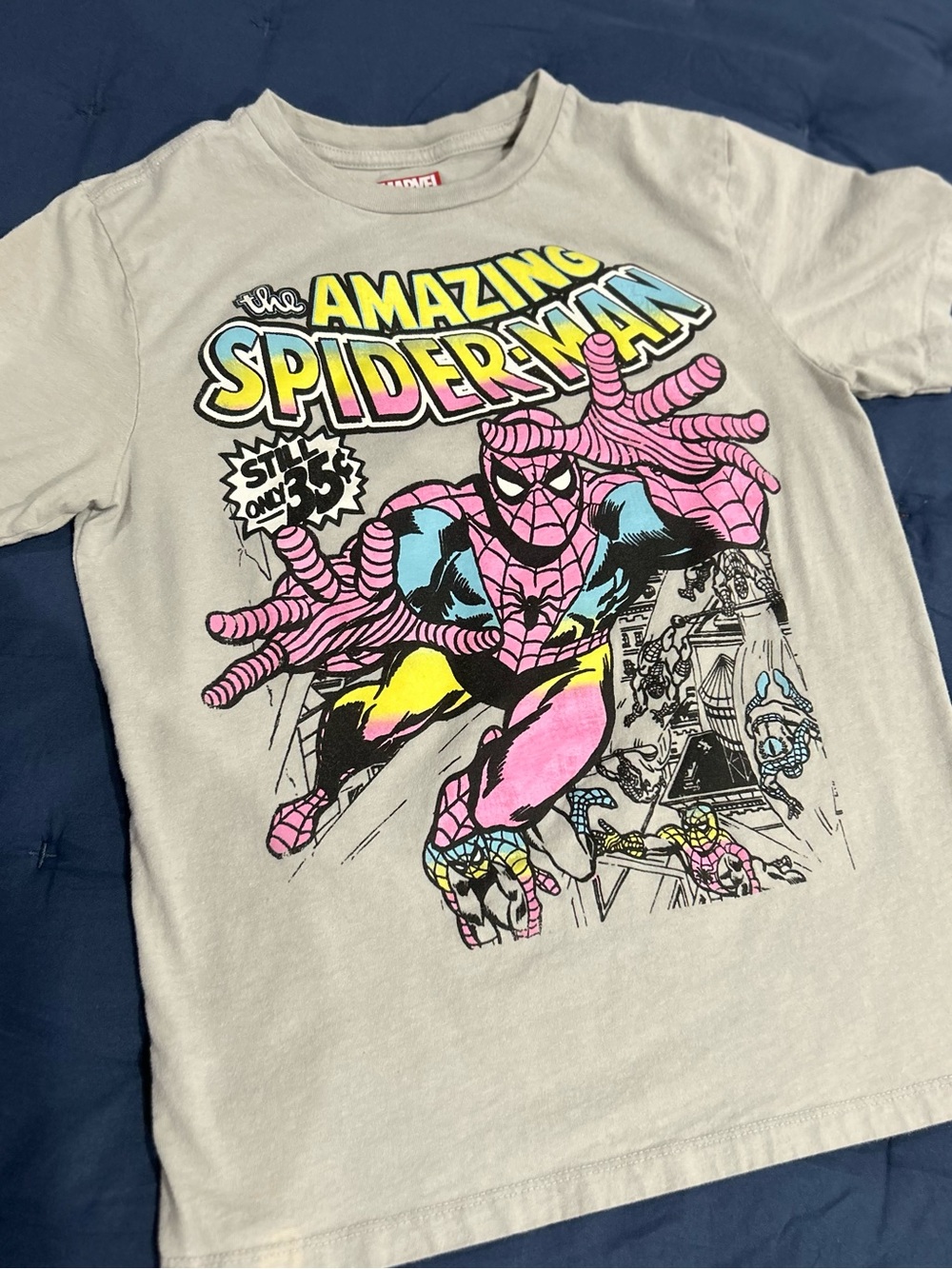 The Amazing Spider-Man Graphic Tee - Light Gray with Pink & Yellow Print